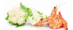Cavolfiore con gamberi e pesto