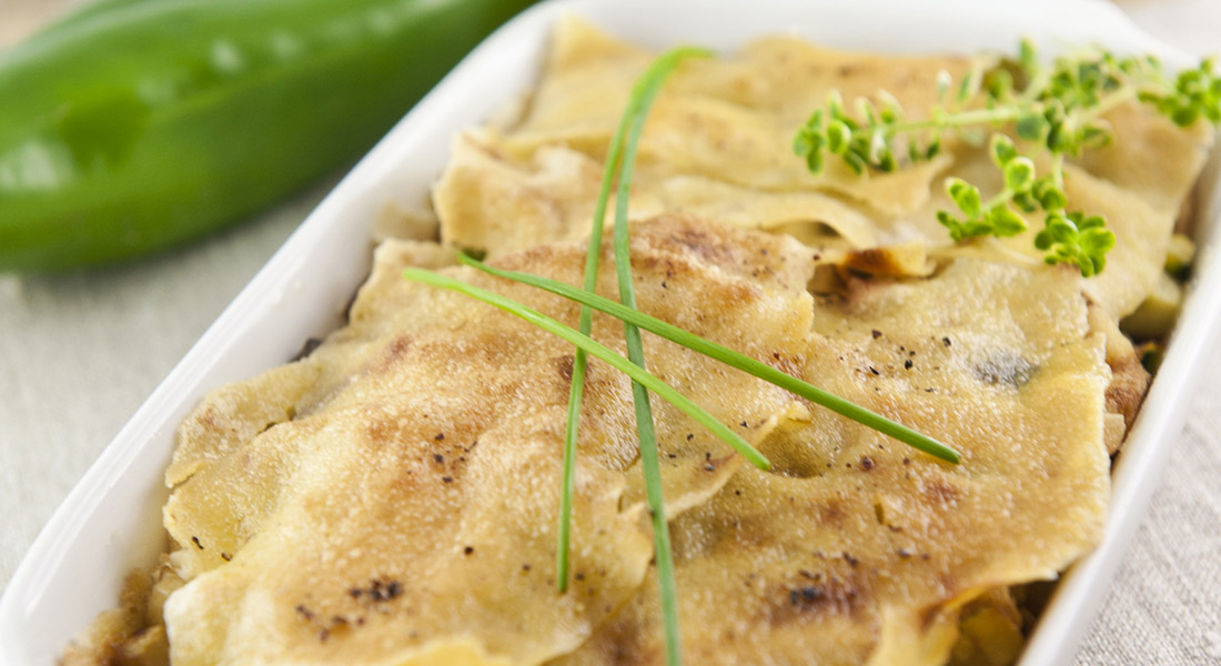 Lasagna di pane carasau con verdure e robiola