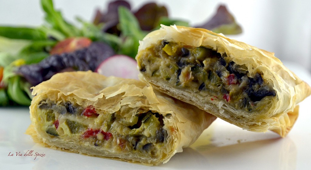 Strudel con pasta fillo e verdure