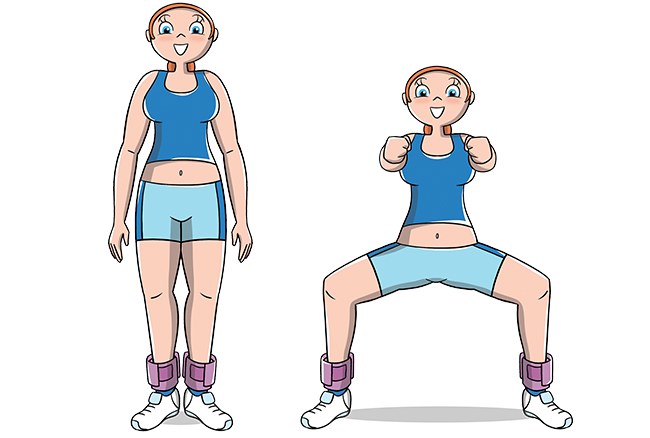 Squat laterali  esercizi per rassodare interno coscia