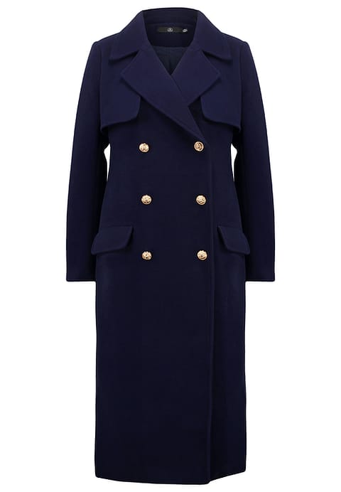 cappotto navy per donna formosa
