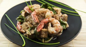 Sauté di verdure e gamberi