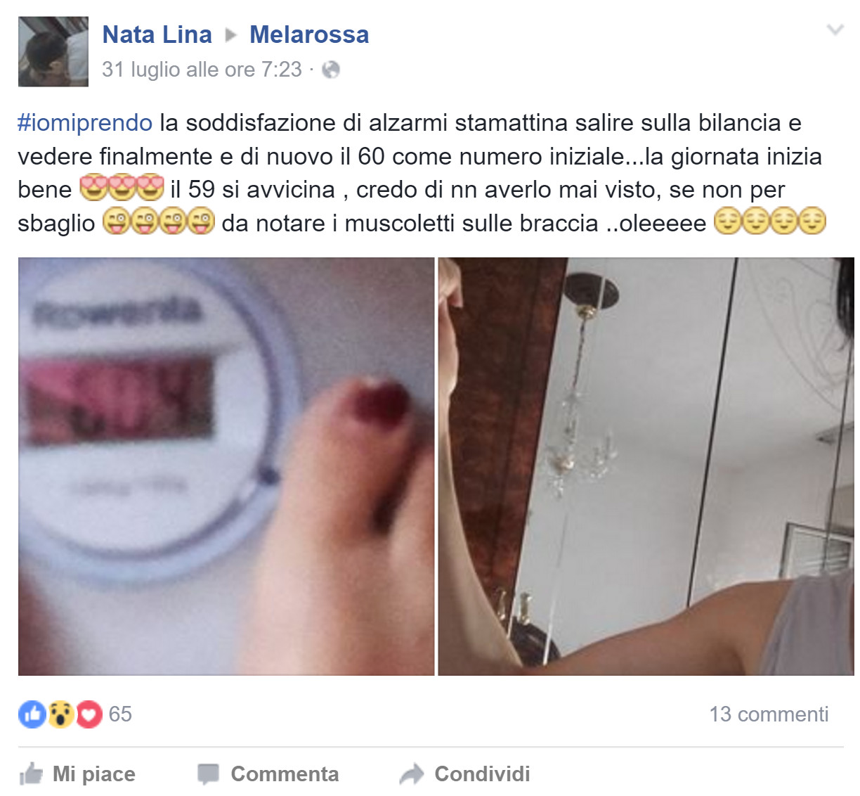Nata Lina ha perso peso con Melarossa