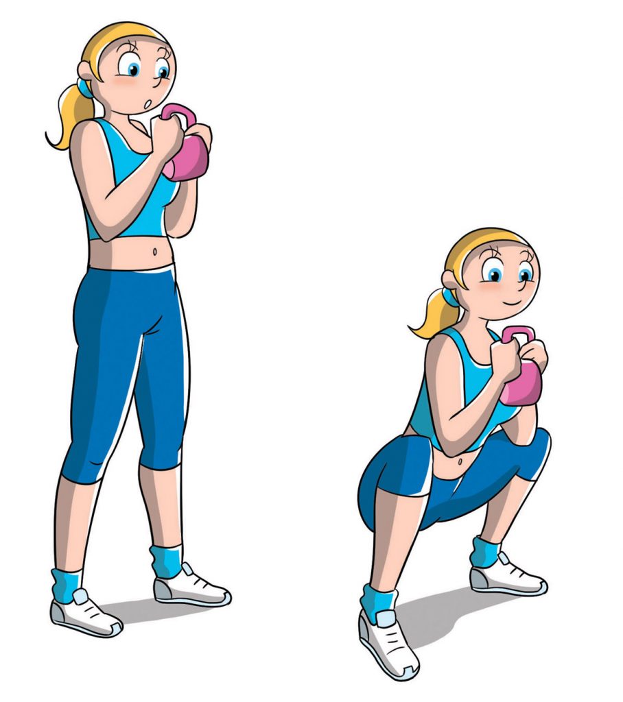 esercizi con kettle bell front squat