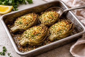 Carciofi al forno gratinati croccanti pronti in 30 minuti