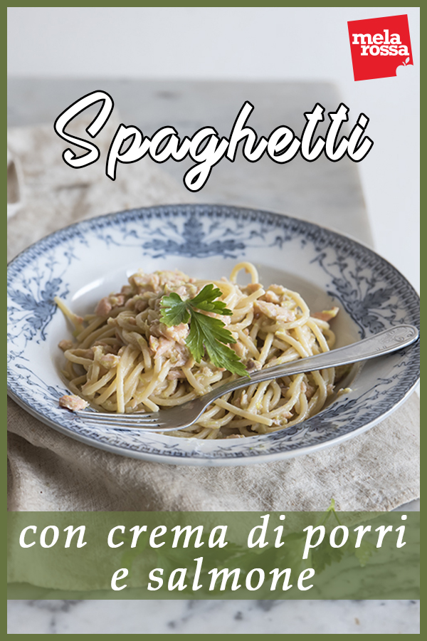 spaghetti alla crema di porri e salmone