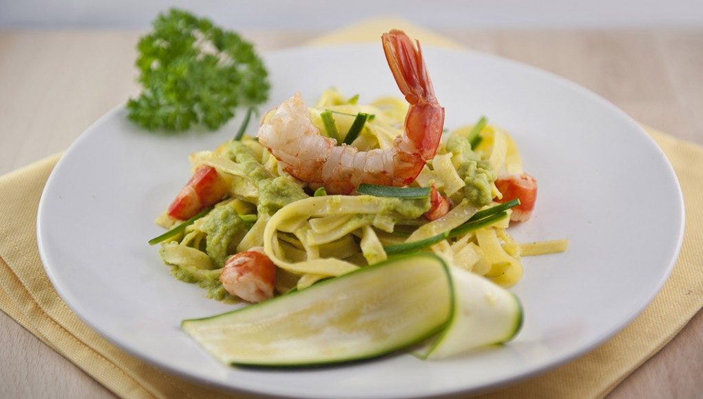 tagliatelle gamberi e zucchine