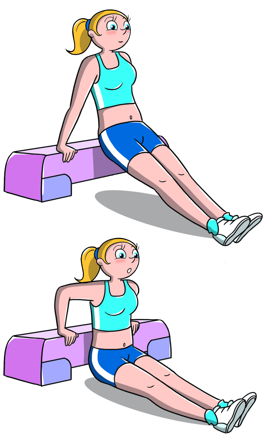 allenamento con lo step tricipiti