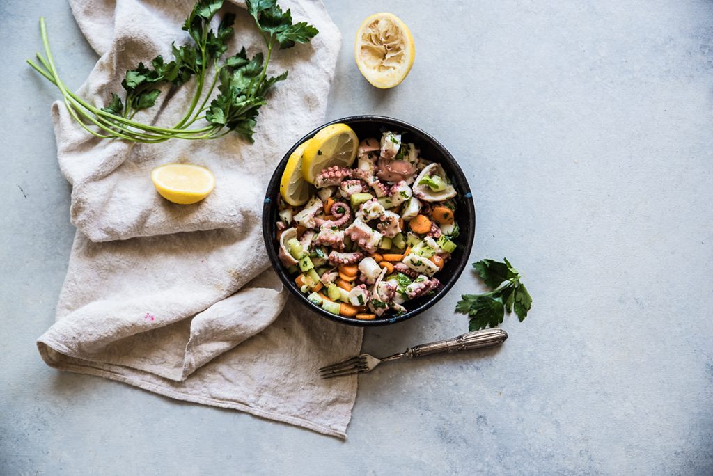 preparazione insalata di polpo