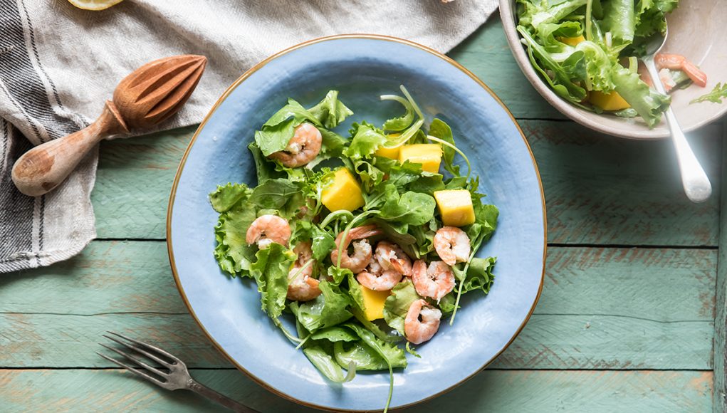 mango: insalata di gamberetti e mango
