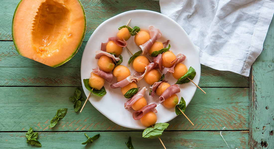 spiedini di prosciutto e melone