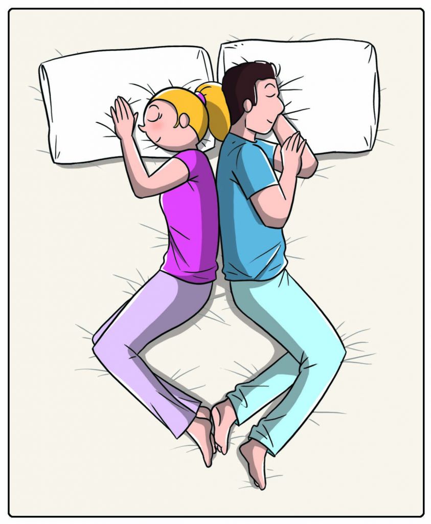 Come dormi con il tuo partner? Schiena contro schiena