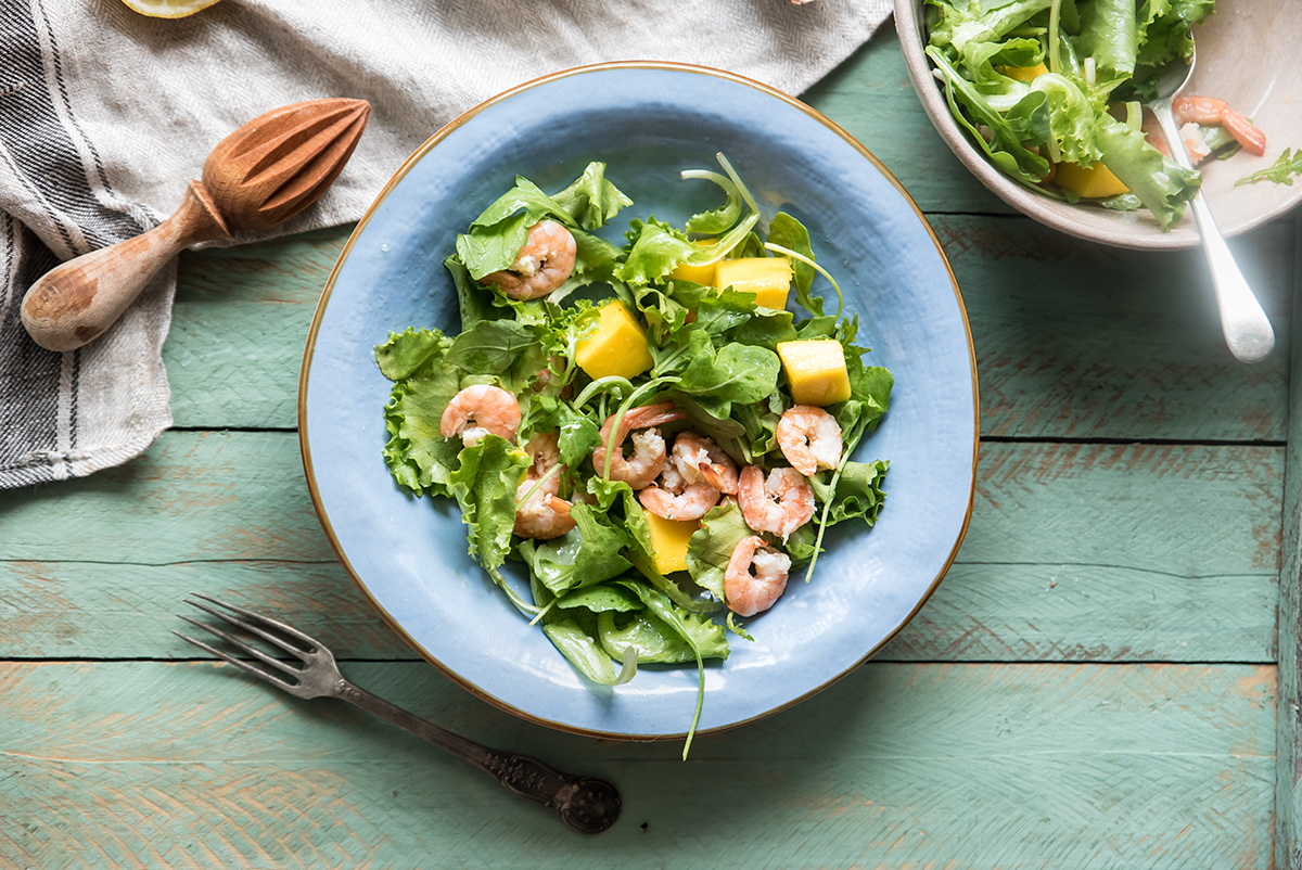 Insalata di gamberetti e mango