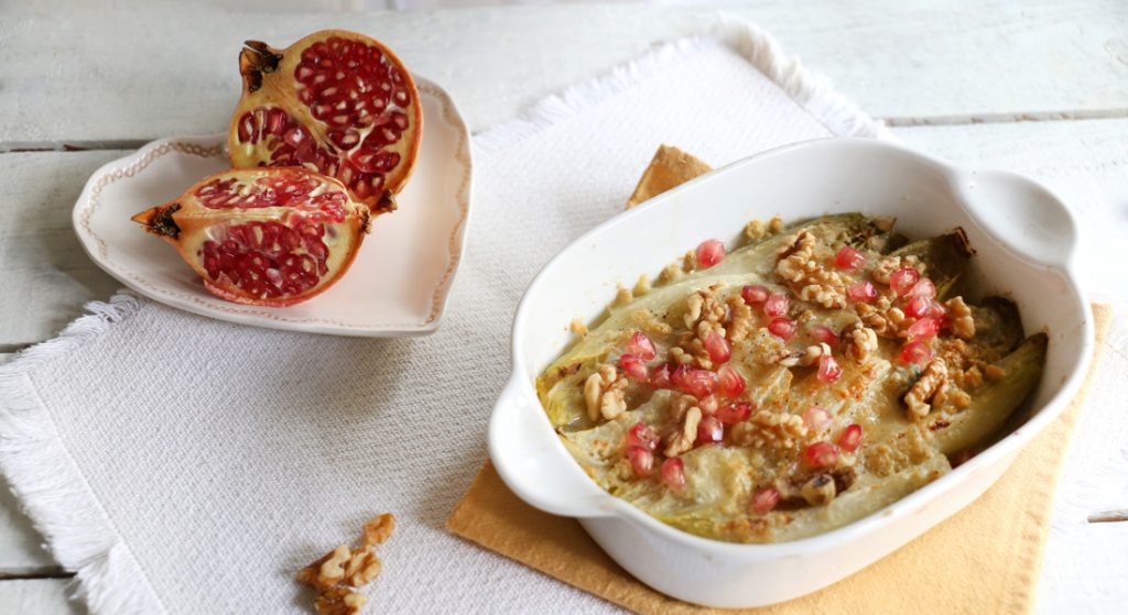 Indivia gratinata con noci e gorgonzola 2 indivia belga gratinata light, senza glutine e senza lattosio