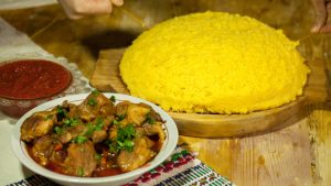 Polenta con carciofi e fegatini di pollo