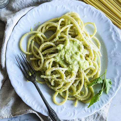 Pasta con crema di porri e pecorino 500×500
