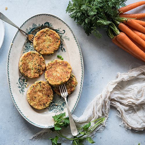 Burger vegetali, con carote, patate e piselli Melarossa