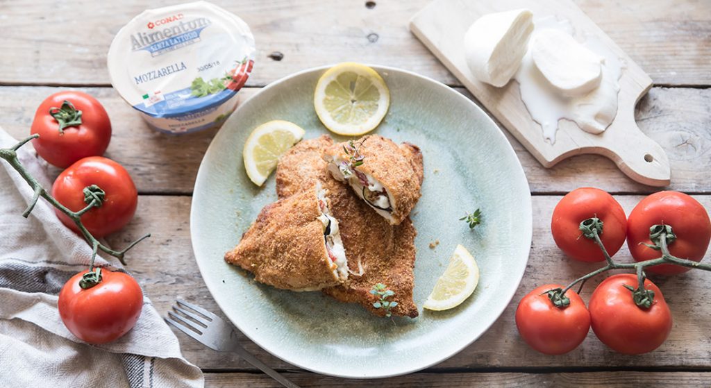 Cordon bleu di pollo con melanzane, pomodori e mozzarella 4 cordon bleu pollo melanzane mozzarella