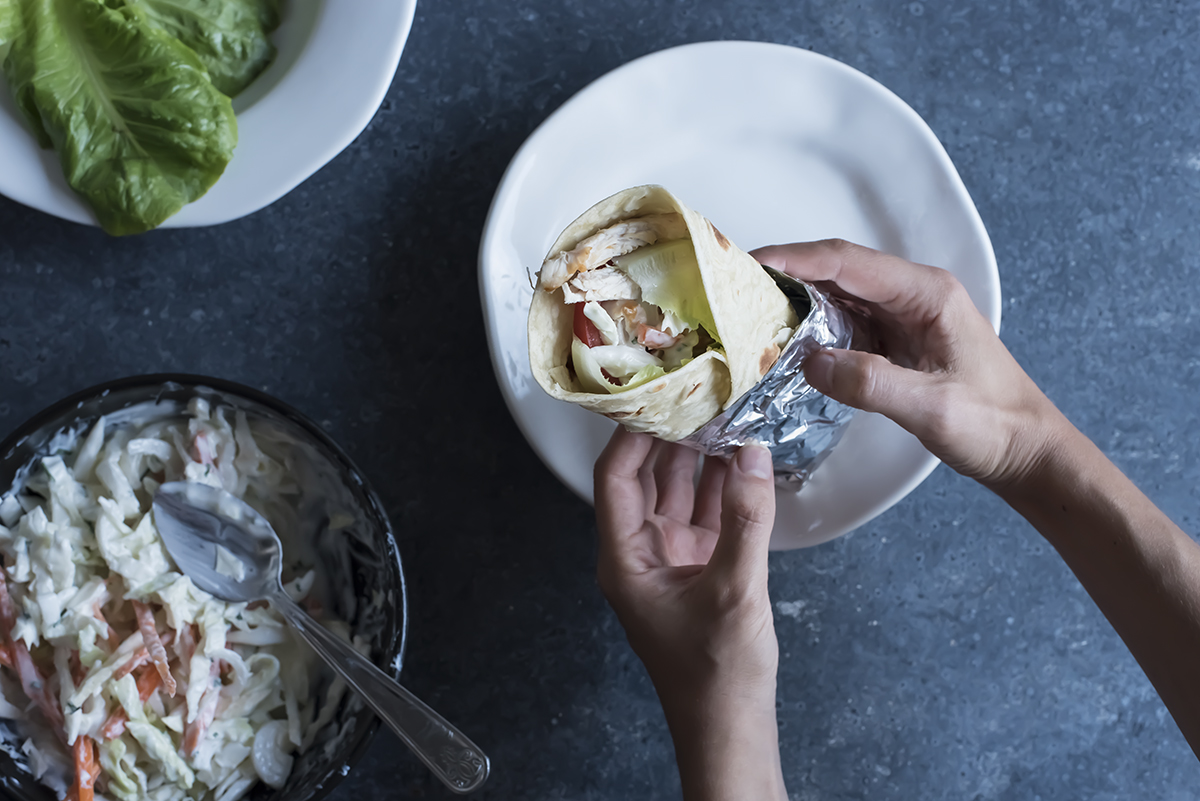 Piadina con pollo (chicken wrap) Ricette light Melarossa