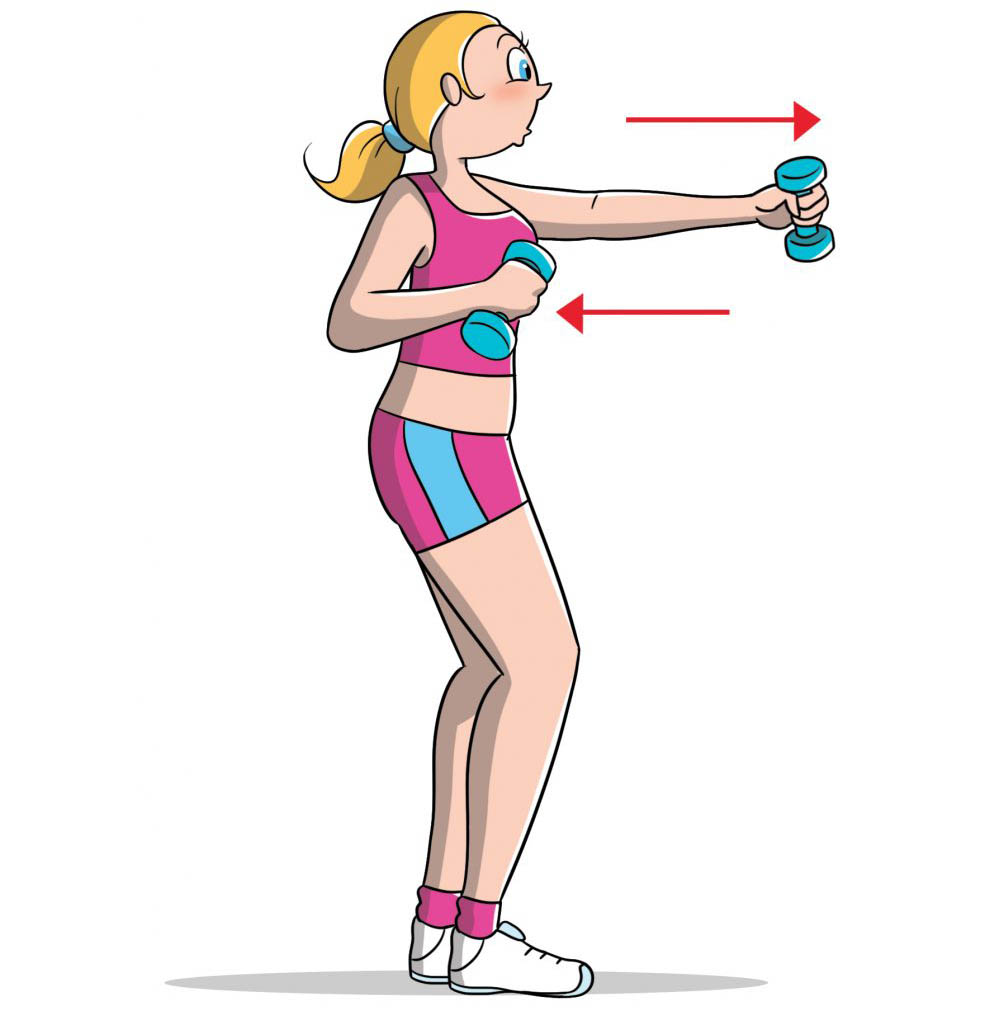 esercizi per le braccia: pugile con i pesi