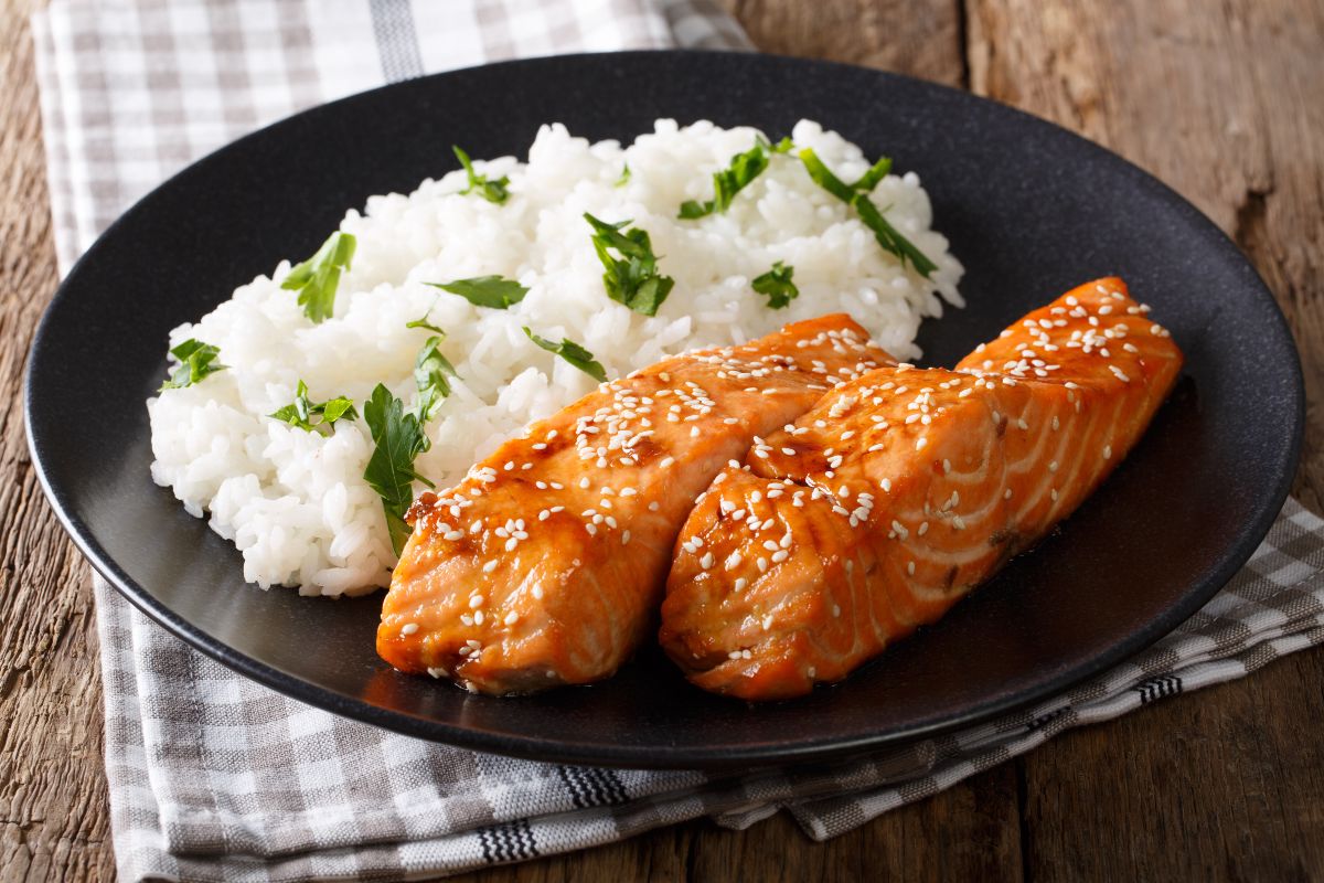 salmone marinato con riso