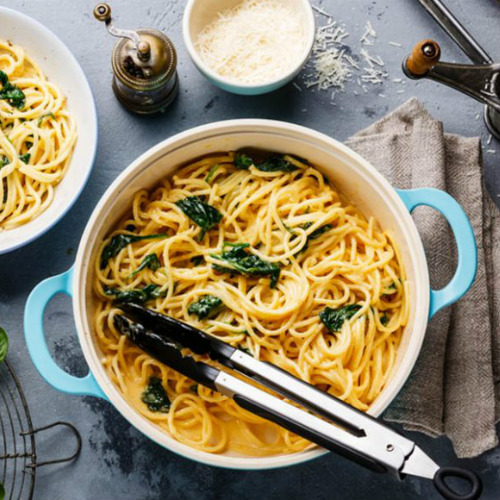 spaghetti integrali e spinaci