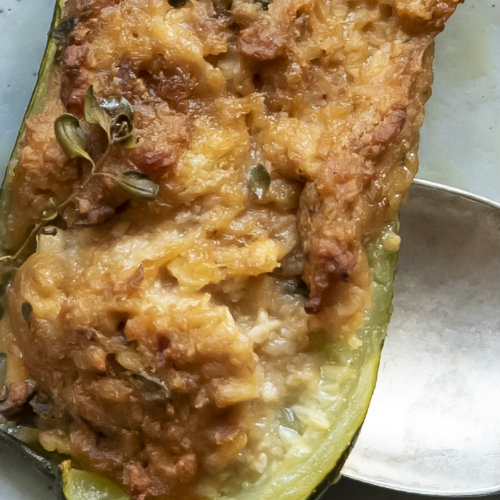 Zucchine ripiene di tempeh