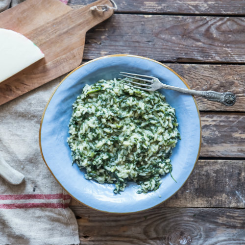 Risotto con spinaci e provola