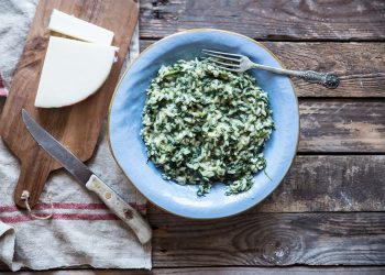 risotto con spinaci e provola
