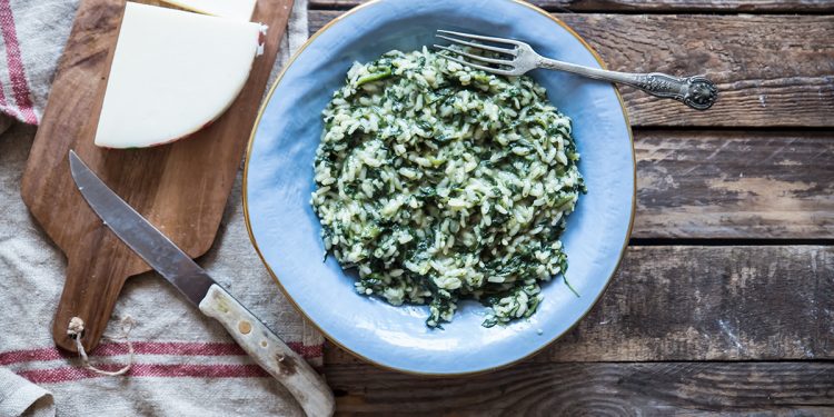 risotto con spinaci e provola