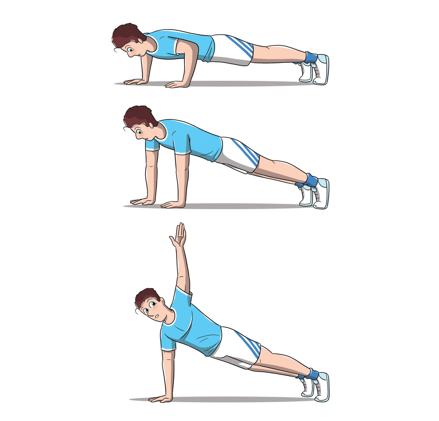 allenamento 12 esercizi 7 minuti push up rotation