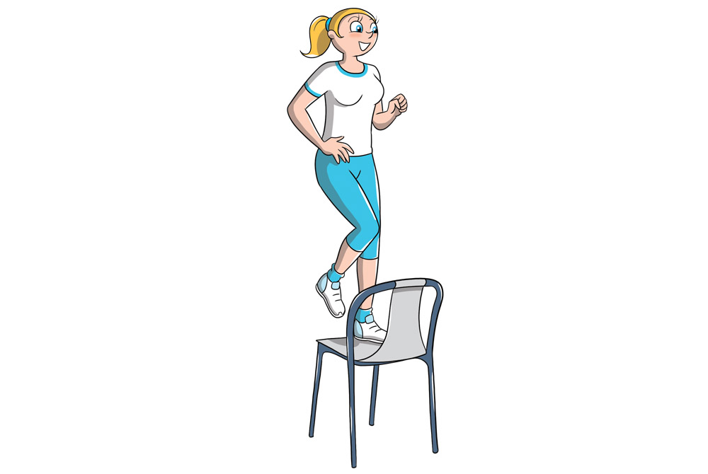 allenamento 7 minuti step-up onto chair