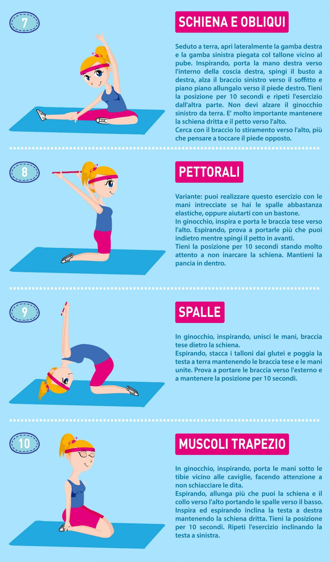 Stretching: esercizi illustrati