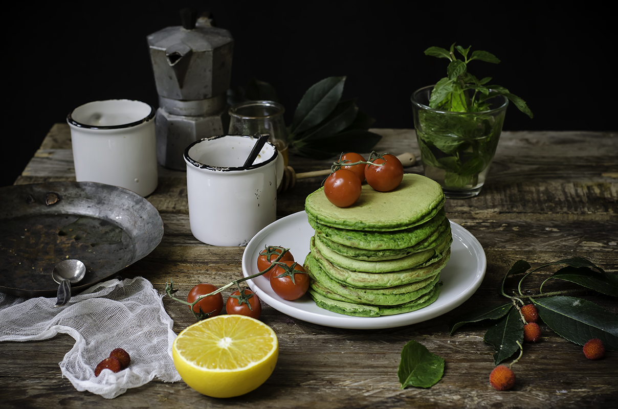 ricette colazione pancakes spinaci