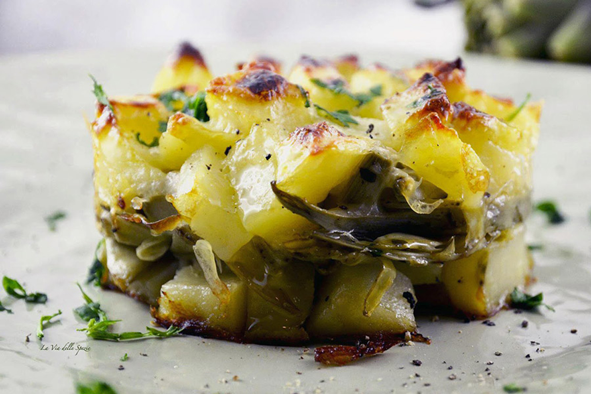 tortino di patate e carciofi