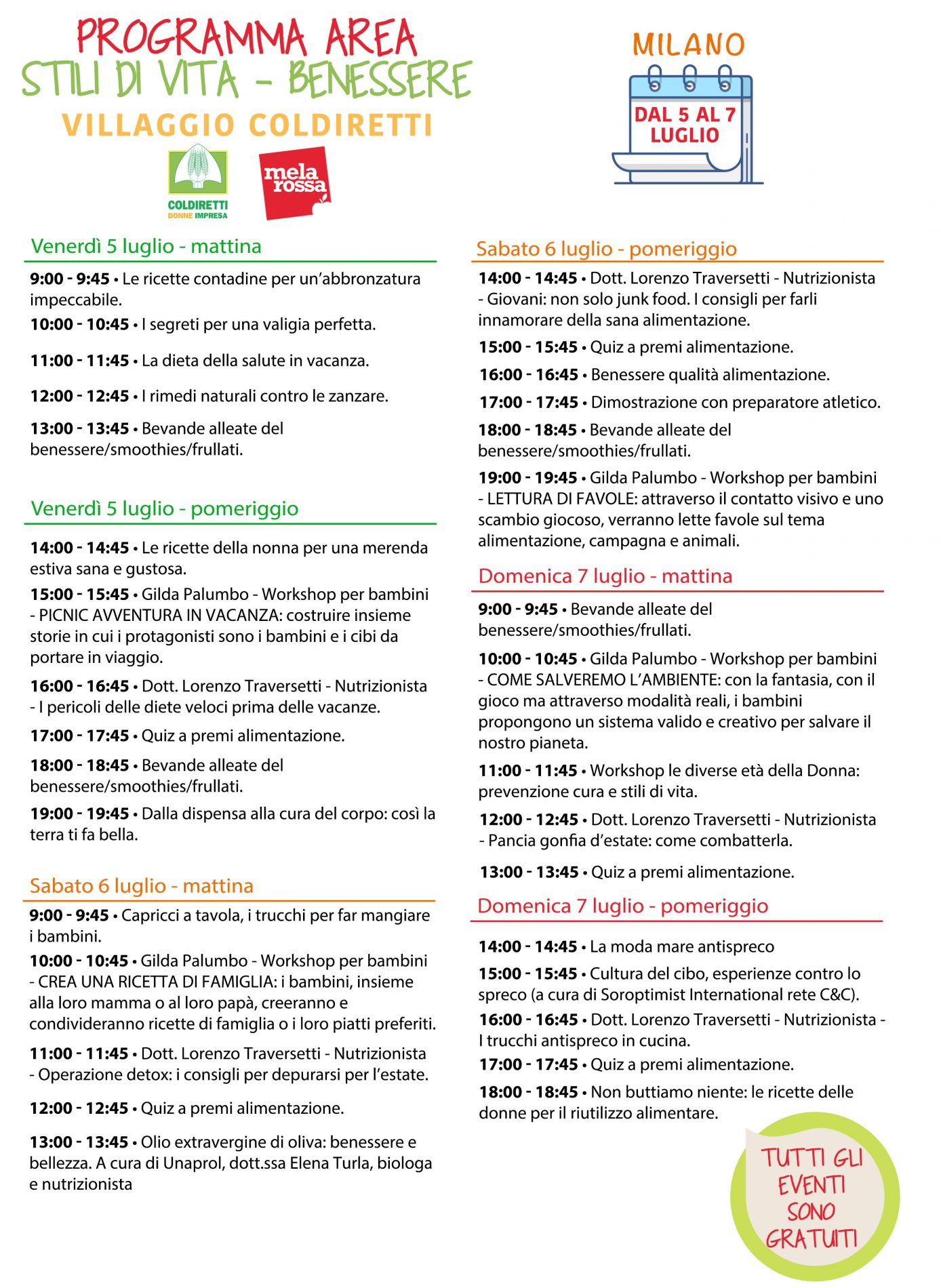 Villaggio Coldiretti Milano luglio 2019 programma