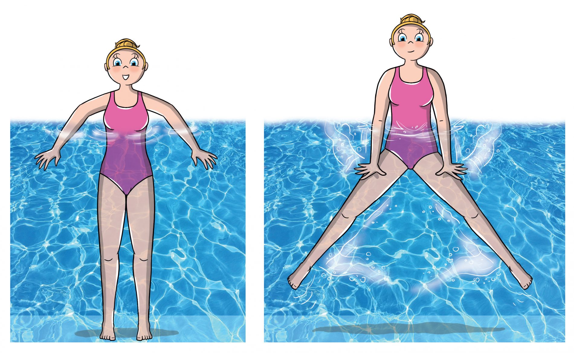 Ginnastica in acqua: illustrazioni