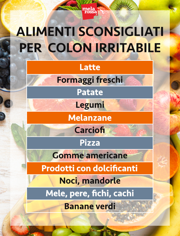Tabella degli alimenti sconsigliati per la sindrome del colon irritabile