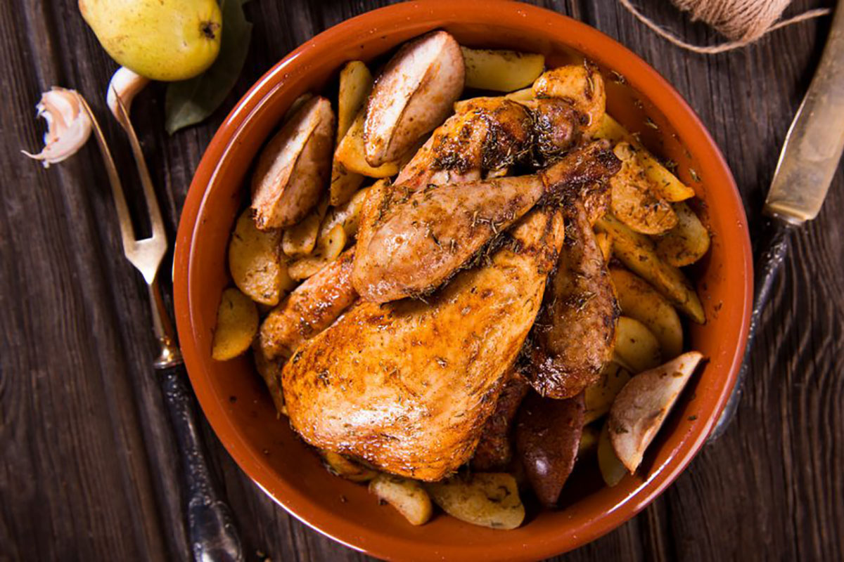 ricette con ananan: faraona al pompelmo con insalata di ananas