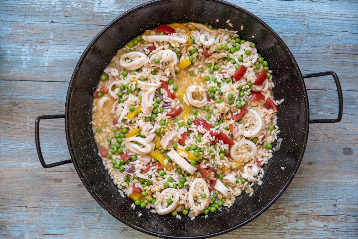 Paella di pesce ingredienti e ricetta originale Melarossa