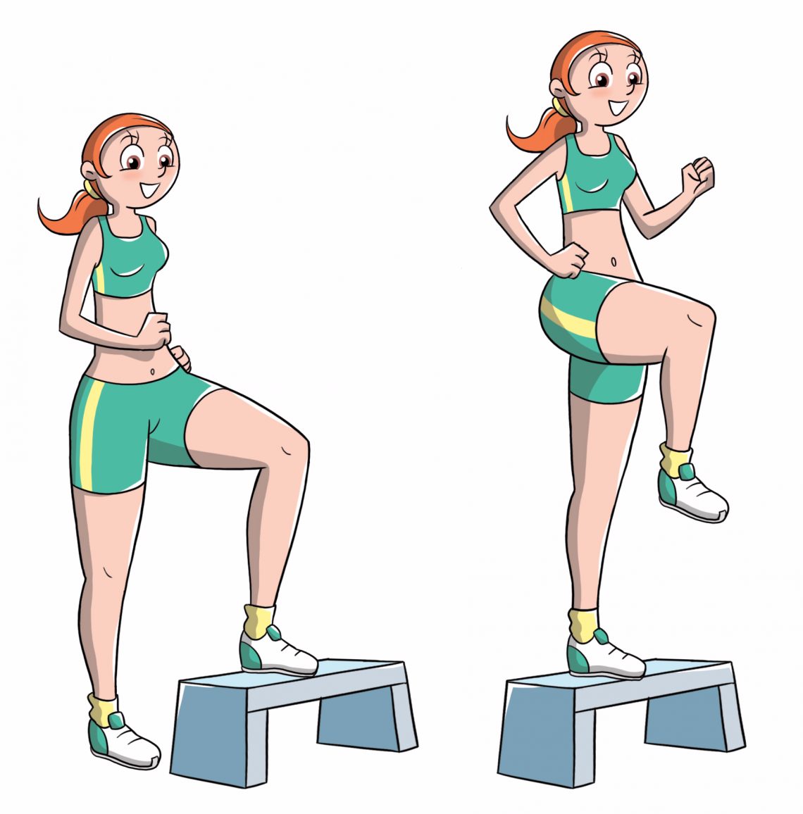 come dimagrire le gambe: step knee up