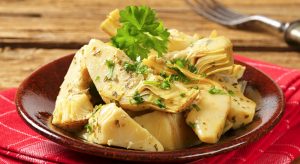 Carciofi al tofu, con aglio e prezzemolo