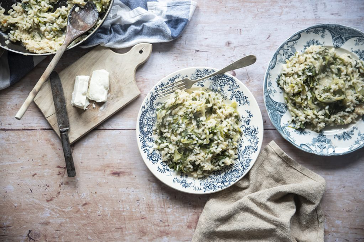 Ricette con riso: risotto scarola e stracchino