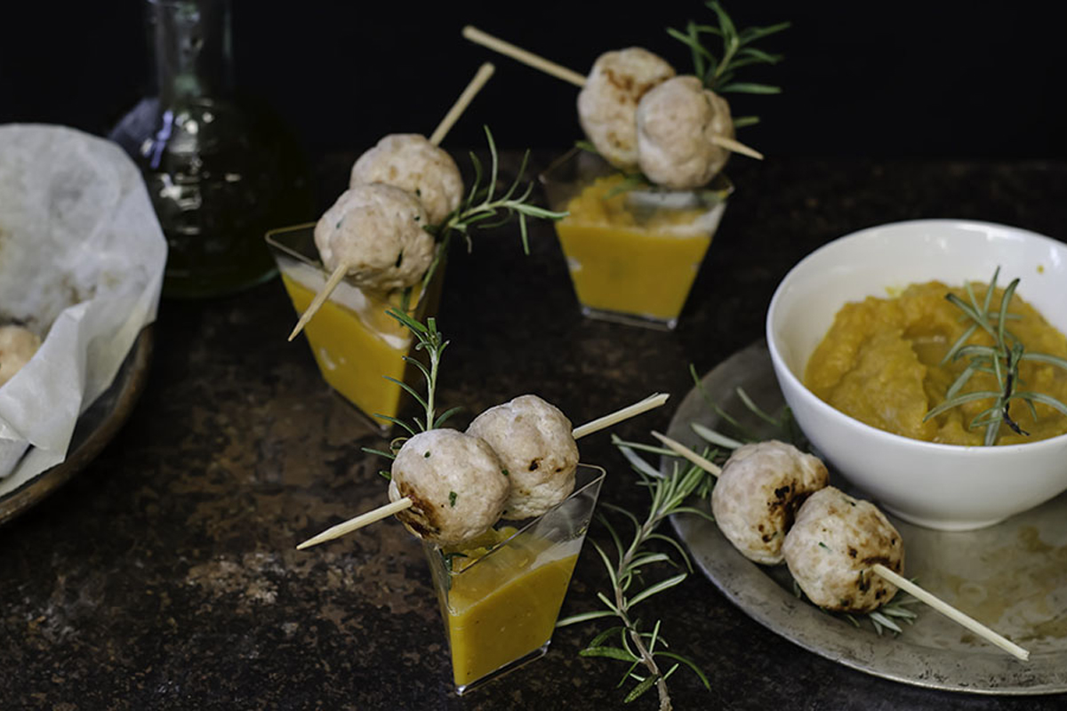Polpette tacchin crema zucca carote