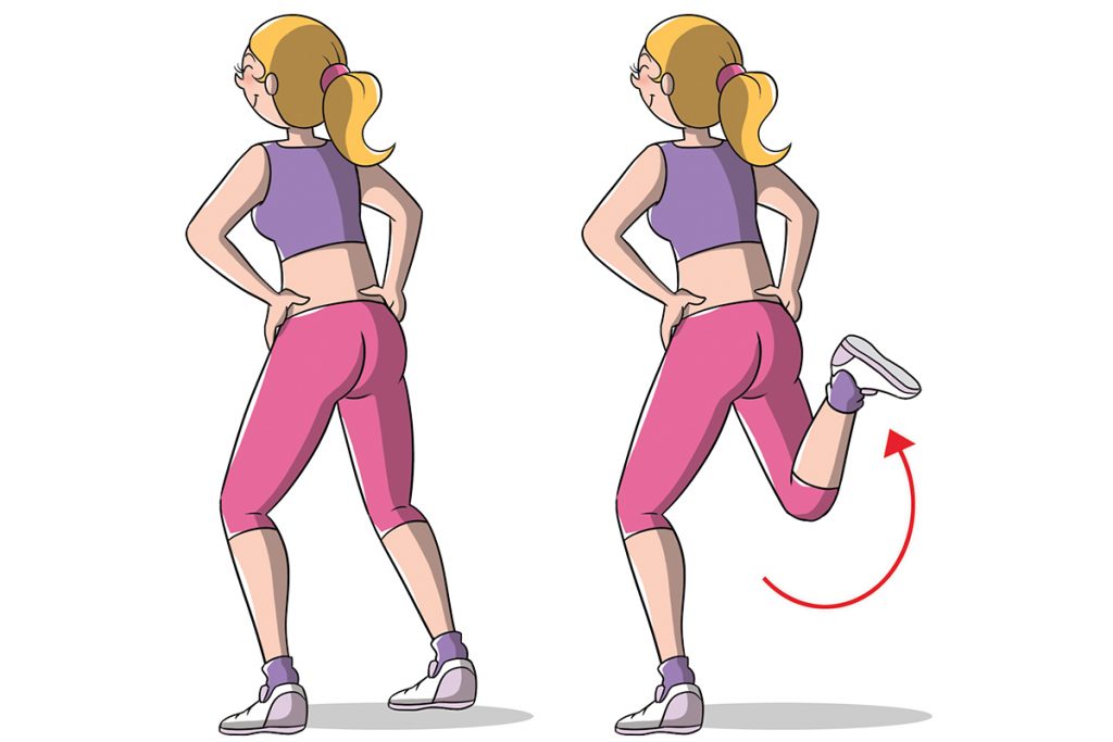 camminata attiva in casa: leg curl