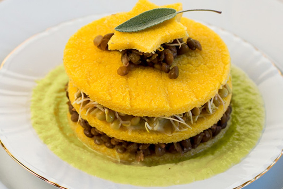 torretta polenta e lenticchie