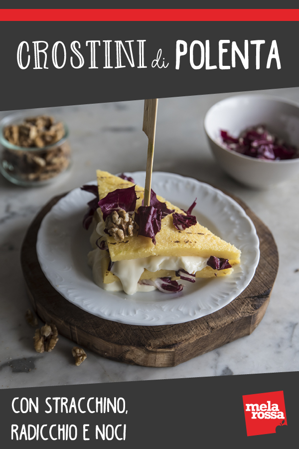 crostini di polenta stracchino radicchio e noci pin