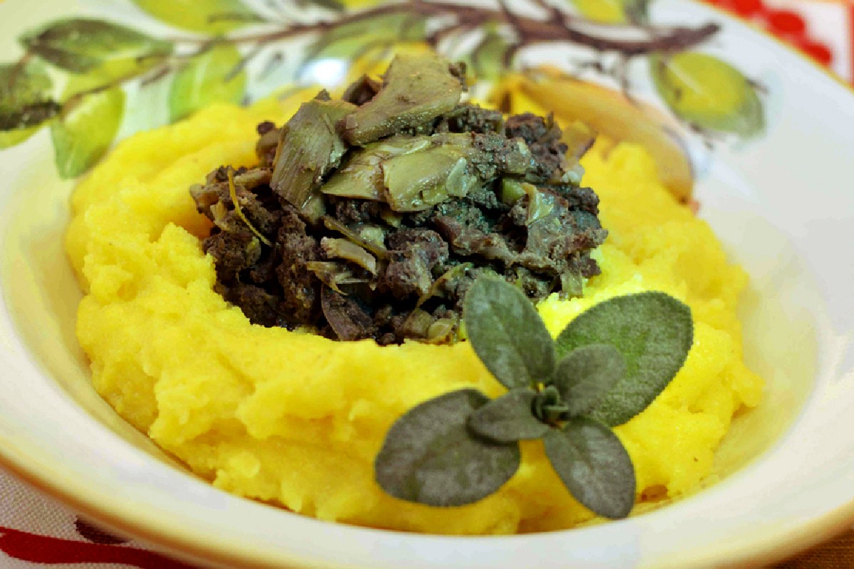 polenta carciofi fegatini pollo