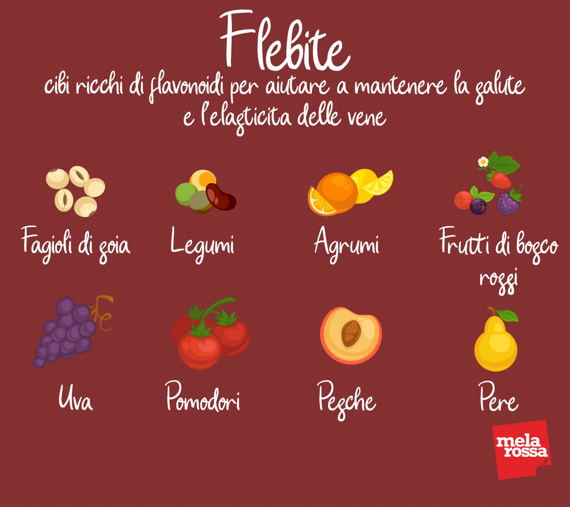 flebite. cibi ricchi di flavonoidi