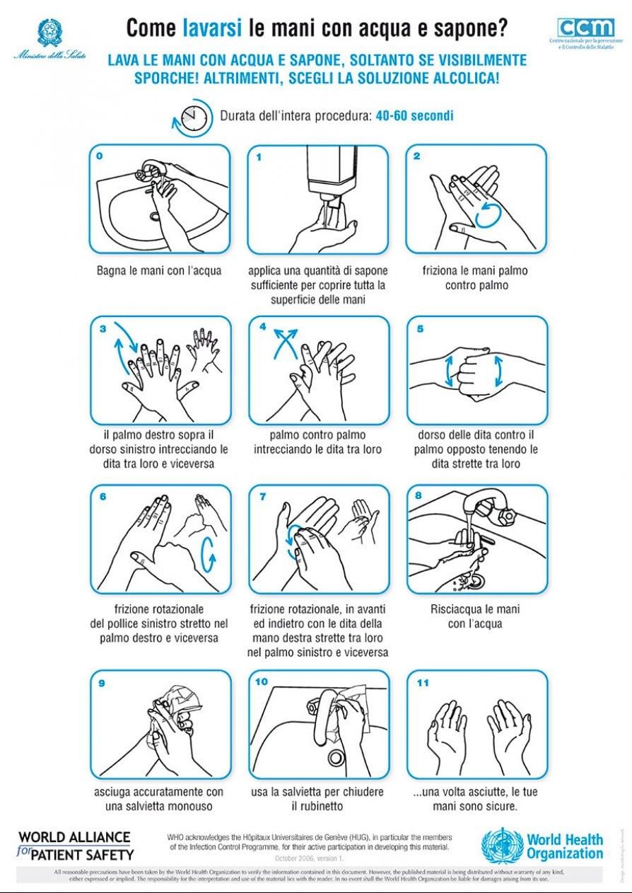 come lavarsi bene le mani per prevenire infezioni